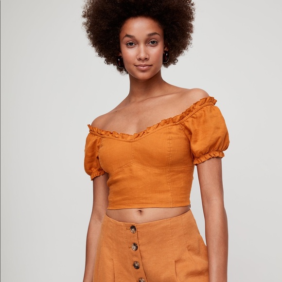 Aritzia Tops - Wilfred WANDER BLOUSE Linen Crop Top